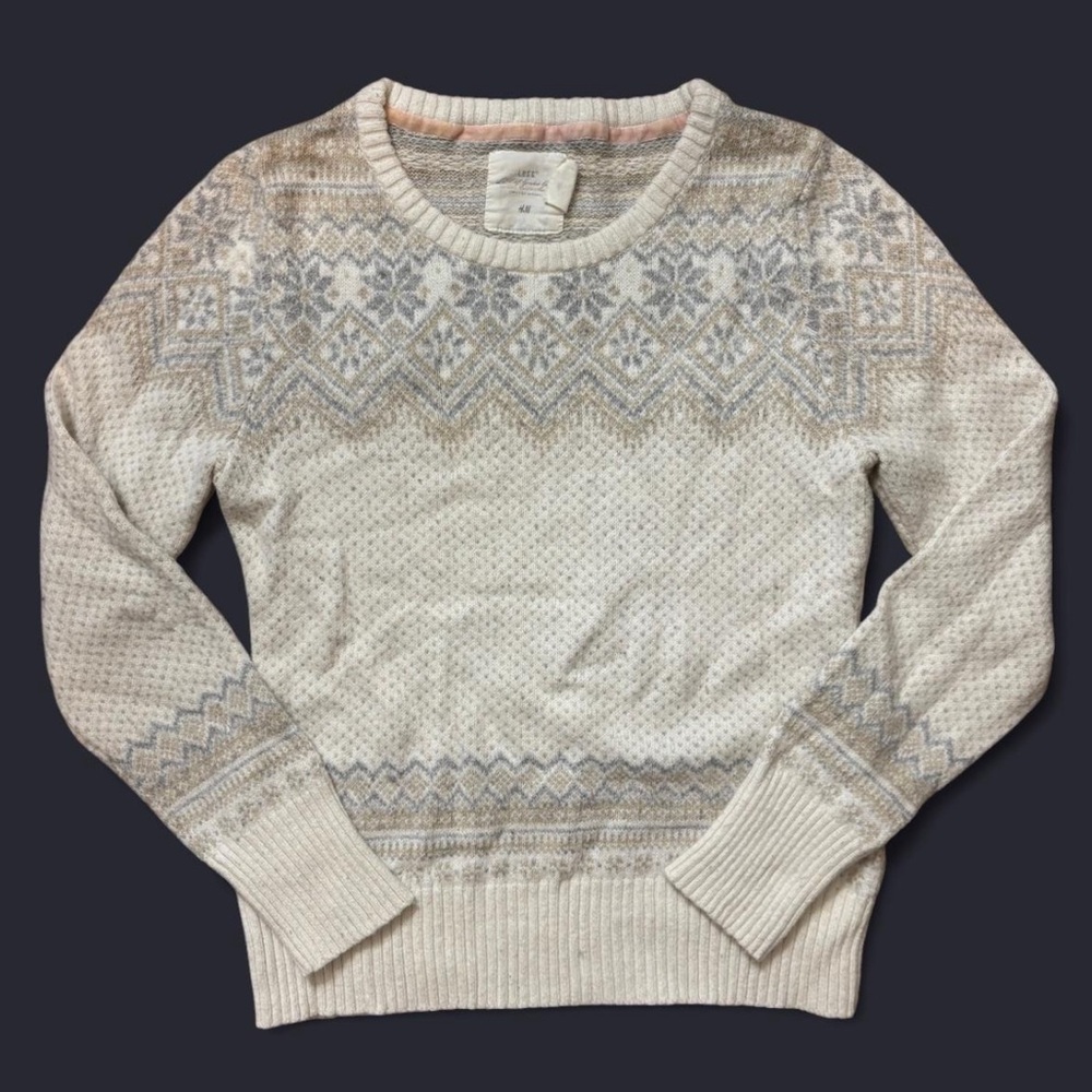 Women’s Cream Soft Cashmere Winter Nordic Sweater